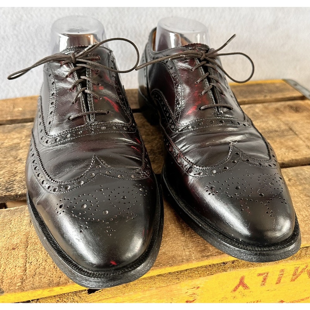 Johnson Murphy Oxford Wingtip Shoes Dress Men's 9 D Black Leather Office